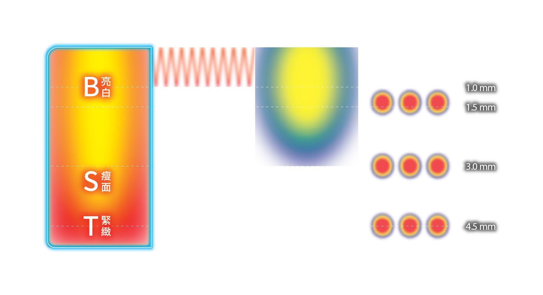 755nm 810nm 1064nm Titanium Lifting depth diagram